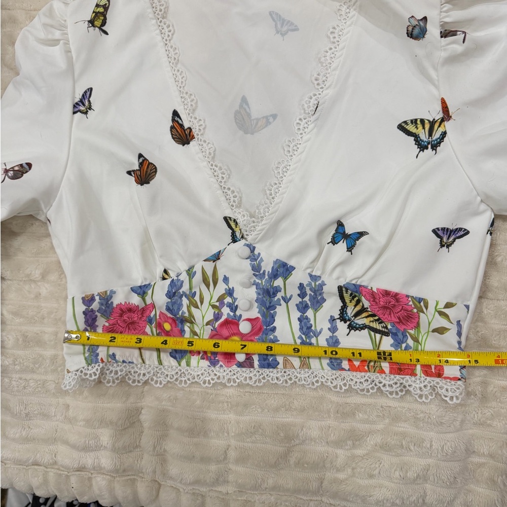 Fairycore Boho Butterfly & Floral Lace Crop Top Fairycore Romantic - Picture 16 of 16